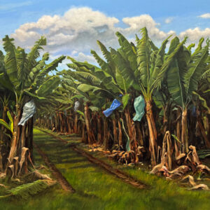 Growin' bananas, acrylic on canvas by Maria Pena artist and illustrator.