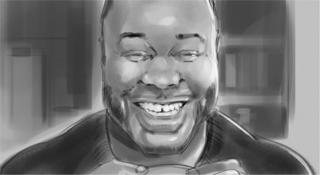 Maria Pena artist, digital black and white illustration. By Maria Pena Artist and Illustrator. Also known as Maria de Los Angeles Pena. storyboarder, storyboarder Australia, Storyboarderau